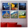 Alonline Art - Starry Night Cafe Church Alpes Set 6 by Vincent Van Gogh | print on wall sticker vinyl decal (Rolled) | 12"x12" - 30x30cm | Set of 6 Lot | Wall art home decor for bedroom wallpaper HD view 2