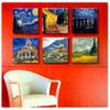 Alonline Art - Starry Night Cafe Church Alpes Set 6 by Vincent Van Gogh | print on wall sticker vinyl decal (Rolled) | 12"x12" - 30x30cm | Set of 6 Lot | Wall art home decor for bedroom wallpaper HD view 3