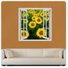 Alonline Art - Sunflower Field by Fake 3D Window | print on wall sticker vinyl decal (Rolled) | 12"x12" - 30x30cm | Wall art home decor for living room or for nursery | wallpaper picture artwork HD view 2