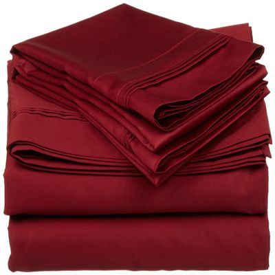 American Linen Adjustable California King Bed Sheets 5PCs Burgundy Solid -100% Egyptian Cotton 16 Inches Deep Pocket (Split-California King)