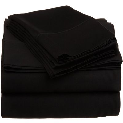 American Linen Adjustable California King Bed Sheets 5PCs Black Solid -100% Egyptian Cotton 18 Inches Deep Pocket (Split-California King)