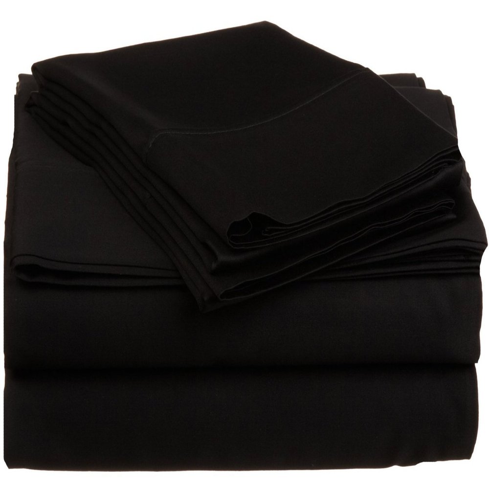 American Linen Adjustable California King Bed Sheets 5PCs Black Solid -100% Egyptian Cotton 18 Inches Deep Pocket (Split-California King)