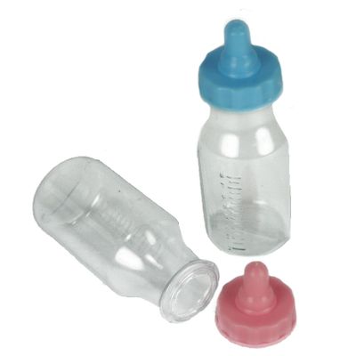 Pack of 12 FILLABLE Baby Shower 4-1/2" Bottles Party Favor Decoration (12- Blue & Pink)