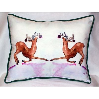 Betsy Drake HJ306 Dancing Deer Large Indoor & Outdoor Pillow 16 x 20