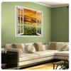 Alonline Art - Romantic Sunbeam by Fake 3D Window | print on wall sticker vinyl decal (Rolled) | 24"x24" - 61x61cm | Wall art home decor for living room or for home | wallpaper HD picture artwork view 2