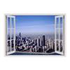 Alonline Art - Chicagos Skyline by Fake 3D Window | print on wall sticker vinyl decal (Rolled) | 22"x16" - 57x41cm | Wall art home decor for dining room or for kitchen | picture HD artwork wallpaper view 1