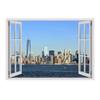 Alonline Art - Manhattan Skyline by Fake 3D Window | print on wall sticker vinyl decal (Rolled) | 49"x35" - 124x89cm | Wall art home decor for bedroom or for kitchen | HD wallpaper picture artwork view 1