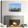 Alonline Art - Manhattan Skyline by Fake 3D Window | print on wall sticker vinyl decal (Rolled) | 49"x35" - 124x89cm | Wall art home decor for bedroom or for kitchen | HD wallpaper picture artwork view 2
