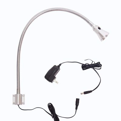 BiNFU 3W Gooseneck Bedside Reading Light, Wall/Headboard Mounted LED Art Gallery Display Lamp with Switch, Chrome(Plug)
