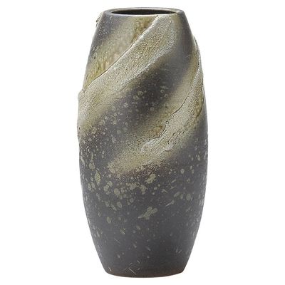 Marui Pottery MR-1-2552 Shigaraki Ware Hephimon Vase Flower Base, Large, Vertical, Brown, Ash Glaze, Buddhist Altar, Pottery