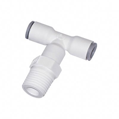 Parker Hannifin 6508 56 18WP2 LIQUIfit Polymer Body Swivel Branch Tee Fitting, 1/4" Push-to-Connect Tube x 3/8" Male NPTF