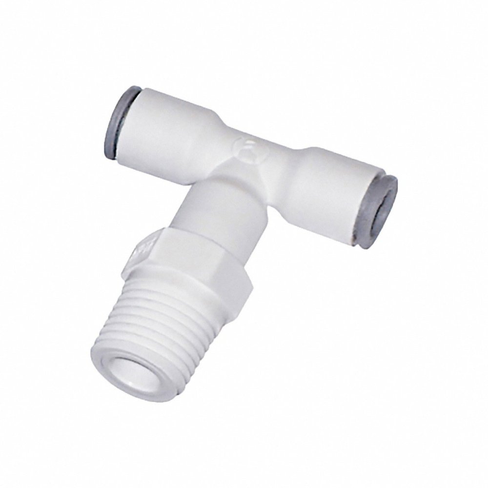 Parker Hannifin 6508 56 18WP2 LIQUIfit Polymer Body Swivel Branch Tee Fitting, 1/4" Push-to-Connect Tube x 3/8" Male NPTF