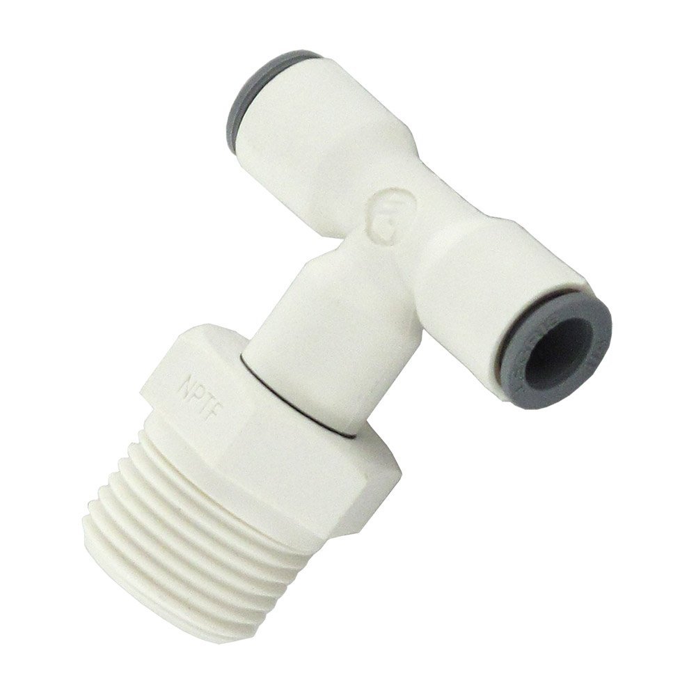 Parker Hannifin 6508 62 18WP2 LIQUIfit Polymer Body Swivel Branch Tee Fitting, 1/2" Push-to-Connect Tube x 3/8" Male NPTF