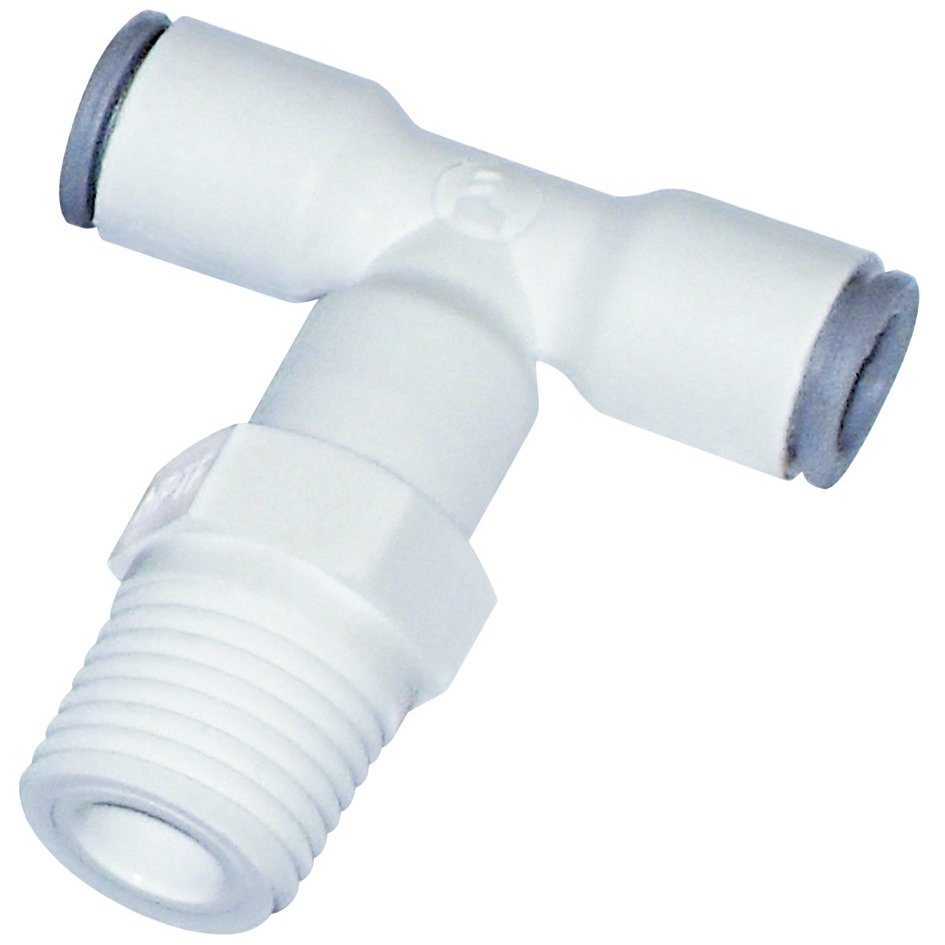 Parker Hannifin 6508 62 22WP2 LIQUIfit Polymer Body Swivel Branch Tee Fitting, 1/2" Push-to-Connect Tube x 1/2" Male NPTF