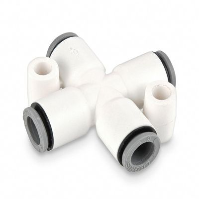 Parker Hannifin 6307 08 00WP2 LIQUIfit Polymer Body Cross Fitting, 8 mm Push-to-Connect Tube x 8 mm Push-to-Connect Tube