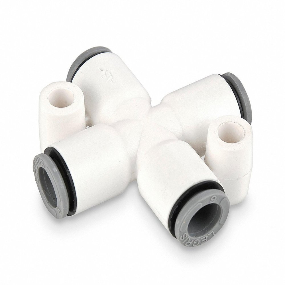 Parker Hannifin 6307 08 00WP2 LIQUIfit Polymer Body Cross Fitting, 8 mm Push-to-Connect Tube x 8 mm Push-to-Connect Tube