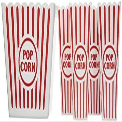 Plastic Popcorn Tubs for Movie Night! - 1 Jumbo Tub and 4 Individual Tubs