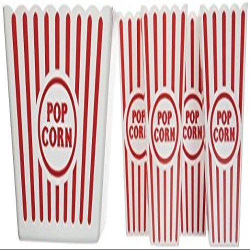 Plastic Popcorn Tubs for Movie Night! - 1 Jumbo Tub and 4 Individual Tubs