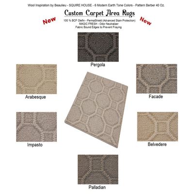 3'x5' Belvedere - Squire House - Custom Carpet Area Rugs & Runners - 40 Oz. Pattern Berber Style in Modern Earth Trones | 6 Colors to Choose from
