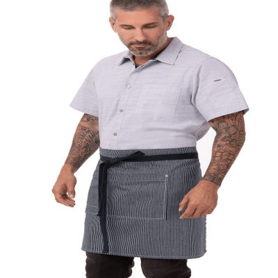 Chef Works Unisex Portland Half Bistro Apron, Indigo Blue, One Size