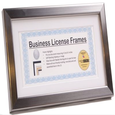 Creative Picture Frames License Frames For Cosmetology Professionals 3.5 By 8.5 Inch State Board License Holder Displays - Self Standing Or Hanger (Stainless Steel, Xl 3.5X8.5 with White Mat)