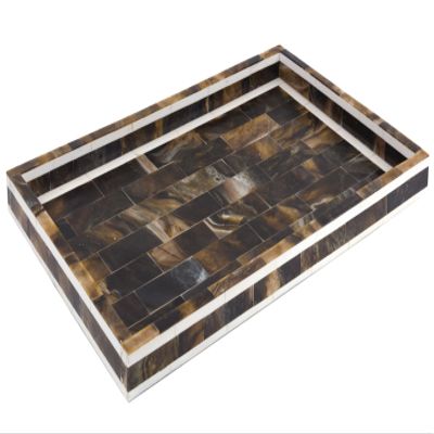 Eccolo World Traveler Naturals Wood Tray, 11 x 17, White Border Brown, Bordered