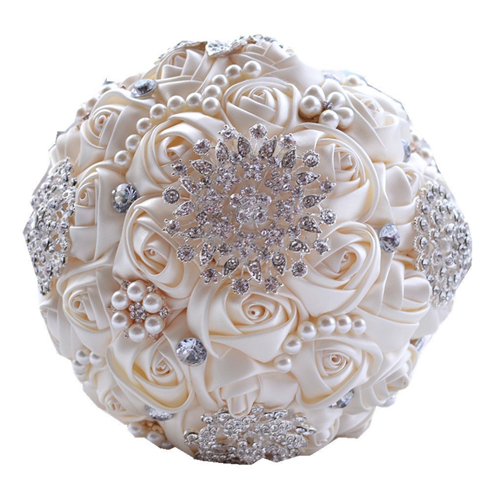Jackcsale Wedding Bride Bridal Bouquet Brooch Bouquet Bridesmaid Valentine's Day Bouquet Confession (D453 Creamy)