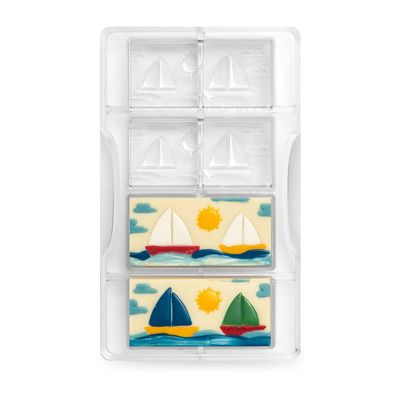 DECORA Sailboat Bar Chocolate Mould, Polycarbonate 15 x 8 x 3 cm