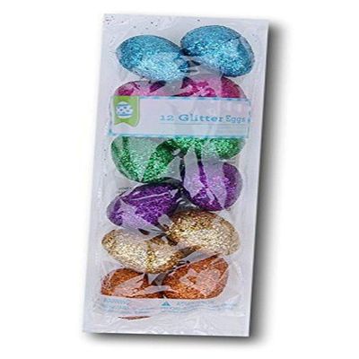 Colorful Fillable Plastic Glitter Easter Eggs : Package of 12