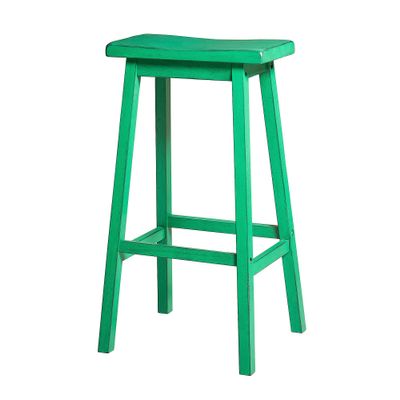 Acme Gaucho Wooden Armless Rectangle Bar Stool in Antique Green (Set of 2)