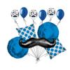 11 pc Mustache & Blue Dots Balloon Bouquet Happy Birthday Wedding Baby view 1