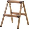 AZUMAYA PC-402 Folding Step Ladder 22.0" Inches Height Aluminum Frame Material, W16.0 x D18.5 x H22.0, Wooden Pattern Printed Surface Finish view 1