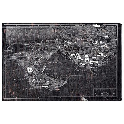 The Oliver Gal Artist Co. Maps Wall Art Canvas Prints 'Map of Monaco 1921'