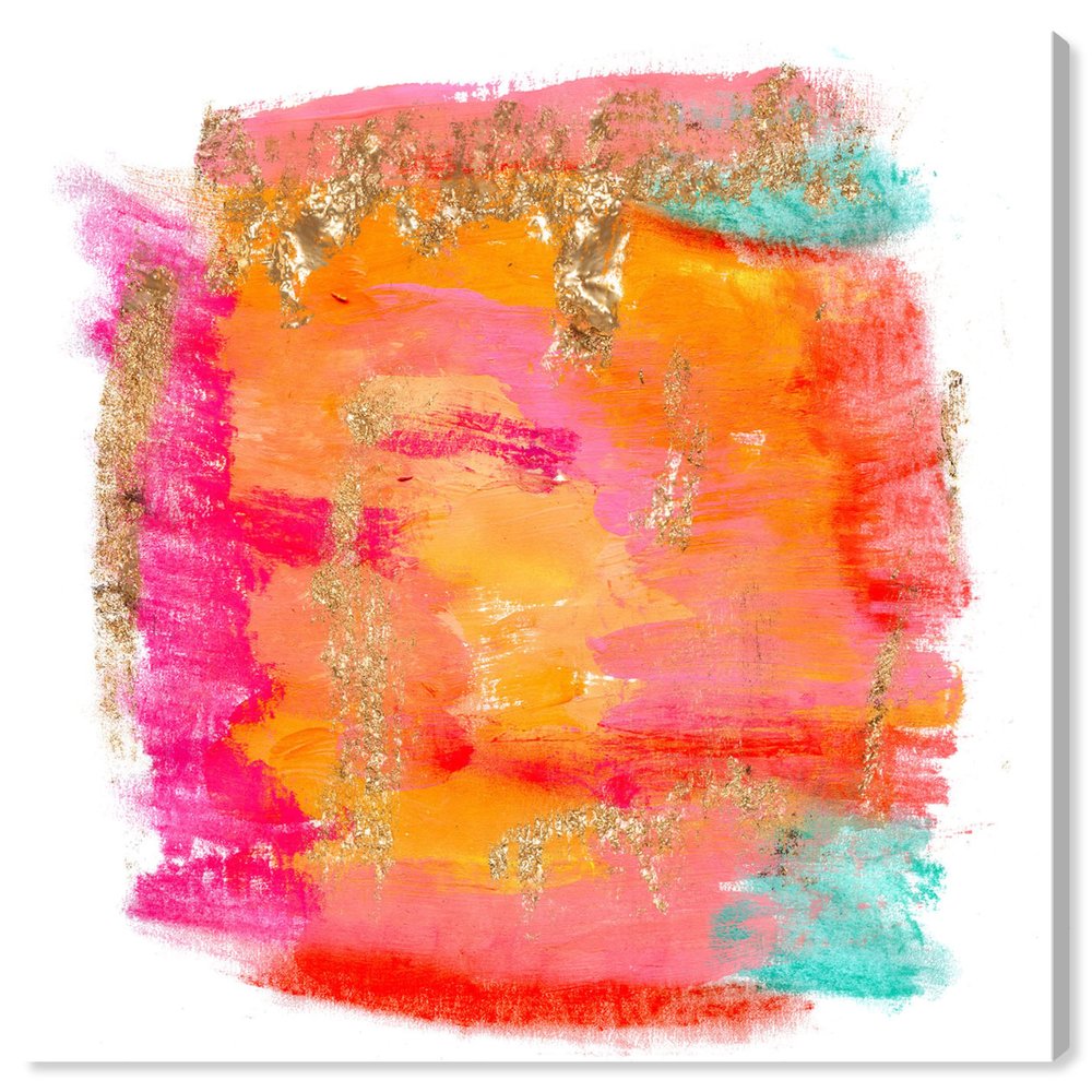 The Oliver Gal Artist Co. Abstract Wall Art Canvas Prints 'New Yorker in Spring' Home Dcor, 20" x 20", Orange, Pink