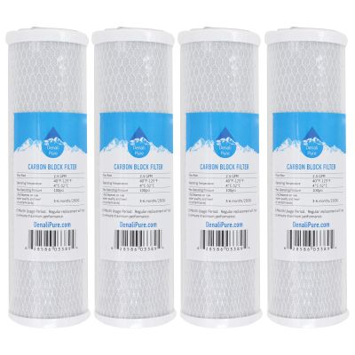4-Pack Replacement for Compatible with APEC ROES-50 Activated Carbon Block Filter - Universal 10 inch Filter Compatible with APEC ROES-50 - Essence 5-Stage 50 GPD Reverse Osmosis System