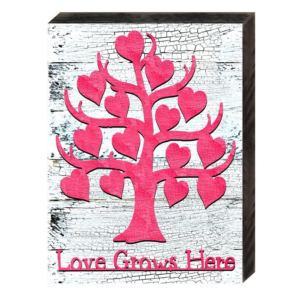 Designocracy Valentine Family Tree with Quote Reclaimed Wooden Home Decor