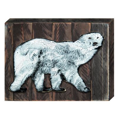 Designocracy Polar Bear Vintage Decorative Wooden Art