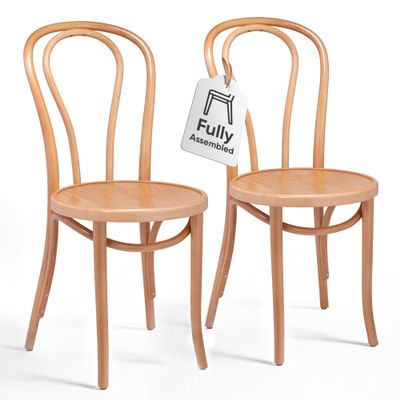 1018 Hairpin Bentwood Dining Chairs Set of 2 | Natural Handcrafted Wood Frame, Rustic Indoor Furniture | Wooden Chair for Kitchen Table, Coffee Shop, Cafe, or Bistro | Dining Room Chairs in Natural