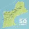New England Fifty Finest Checklist Map 18x24 Poster (Green & Aqua) view 1