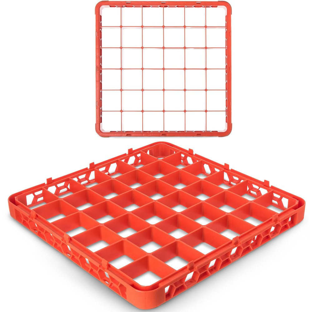 Carlisle FoodService Products CFS RE36C24 OptiClean 36 Compartment Divided Glass Rack Extender, 1.78", Orange