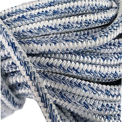 Blue Ox Rope 3/4" 12 Carrier 24 Strand Arborist Bull Rope, WHI/Blue, 100 ft