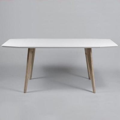 2xhome - White Extendable Modern 100% Oak Legs Hardwood Top Dining Table