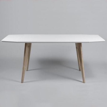 2xhome - White Extendable Modern 100% Oak Legs Hardwood Top Dining Table