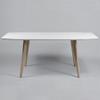 2xhome - White Extendable Modern 100% Oak Legs Hardwood Top Dining Table view 1