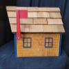 Amish Handmade Handcrafted Rural Mailbox w Flag Wood Roof Log Cabin Dk Blue view 4