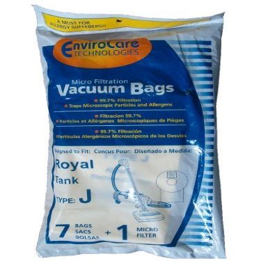 56 Royal Tank Type J Allergy Vacuum Bags + 8 Filters, Dirt Devil, Metal Tanks, Pony Tank Vacuum Cleaners, 3-040447-001, 401, 666, 501, 4150, 4250,4100-4600 by Royal