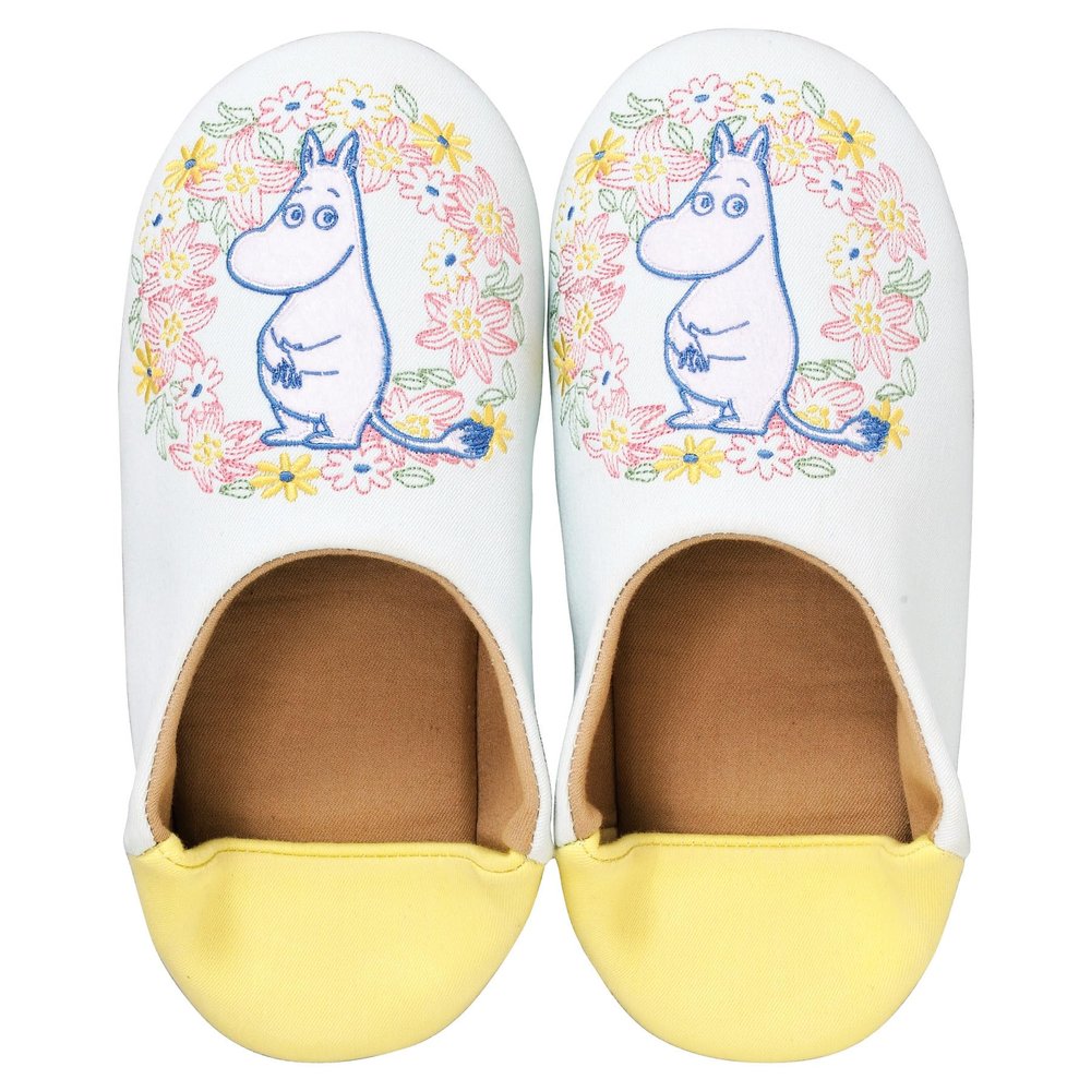 Marushin 1525003200 Slippers, Moomin, Approx. 8.7 - 9.4 inches (22 - 24 cm), Moomin and Wreath, Mother's Day, Birthday Gift, Gift