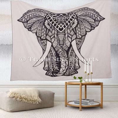 Trade Star Indian Tapestry Wall Hanging, Bohemian Elephant Bedding Queen, Hippie Wall Tapestries, Boho Dorm Decor, Cotton Picnic Blanket, Gypsy Beach Throw