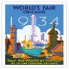 1934 World's Fair Chicago - Tour the World at the Fair - Vintage Travel Poster by Weimer Pursell c.1934 - Bamboo Fine Art 290gsm Paper Print (Unframed) 24x32in view 1