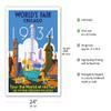 1934 World's Fair Chicago - Tour the World at the Fair - Vintage Travel Poster by Weimer Pursell c.1934 - Bamboo Fine Art 290gsm Paper Print (Unframed) 24x32in view 2